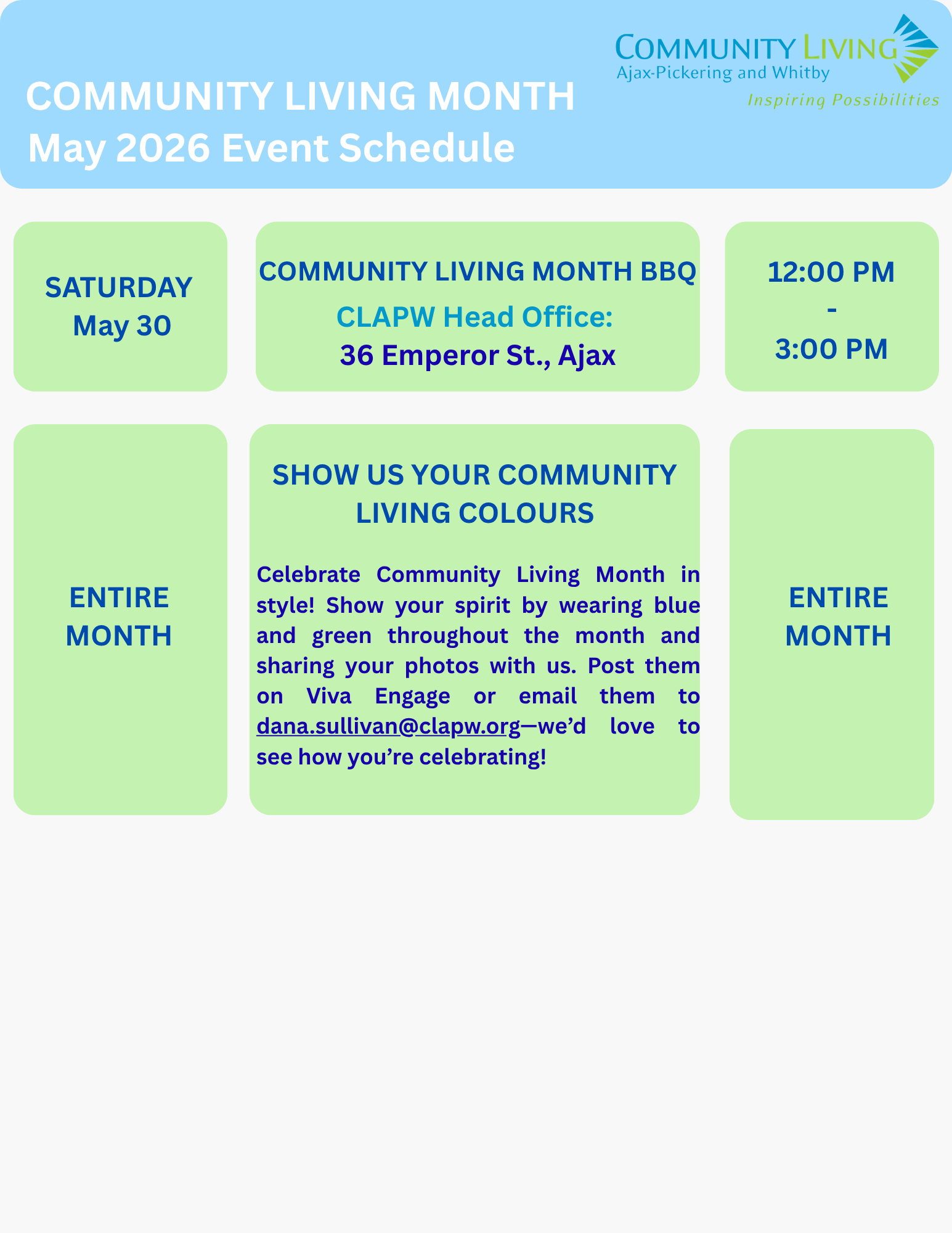 Community Living Month Events at CLAPW